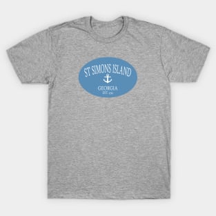 St Simons Island Georgia Sea Islands Anchor Coastal Blue T-Shirt